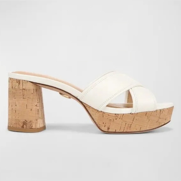 VERONICA BEARD $350 Dory Leather Crisscross Platform Sandals Sz 10 NWT - Picture 2 of 10